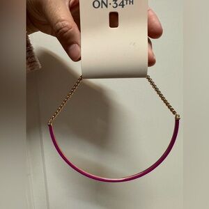 On 34th Gold tone purple enamel collar necklace